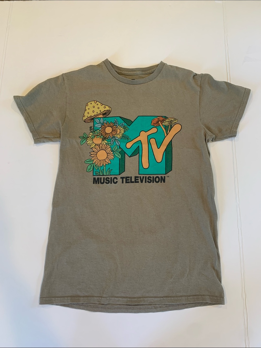 MTV Women’s Small Basic Boxy Brown Short Sleeve Crewneck 100% Cotton T-Shirt